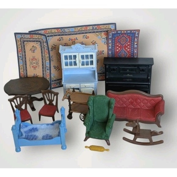Playmobil Other - 80s Playmobil Victorian Mansion Furniture Dining Living Room Piano Dollhouse Lot